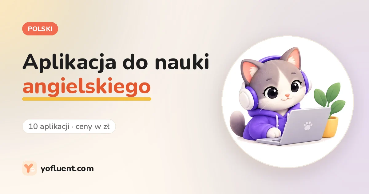Kot YoFluent uczy się obok tytułu: aplikacja do nauki angielskiego