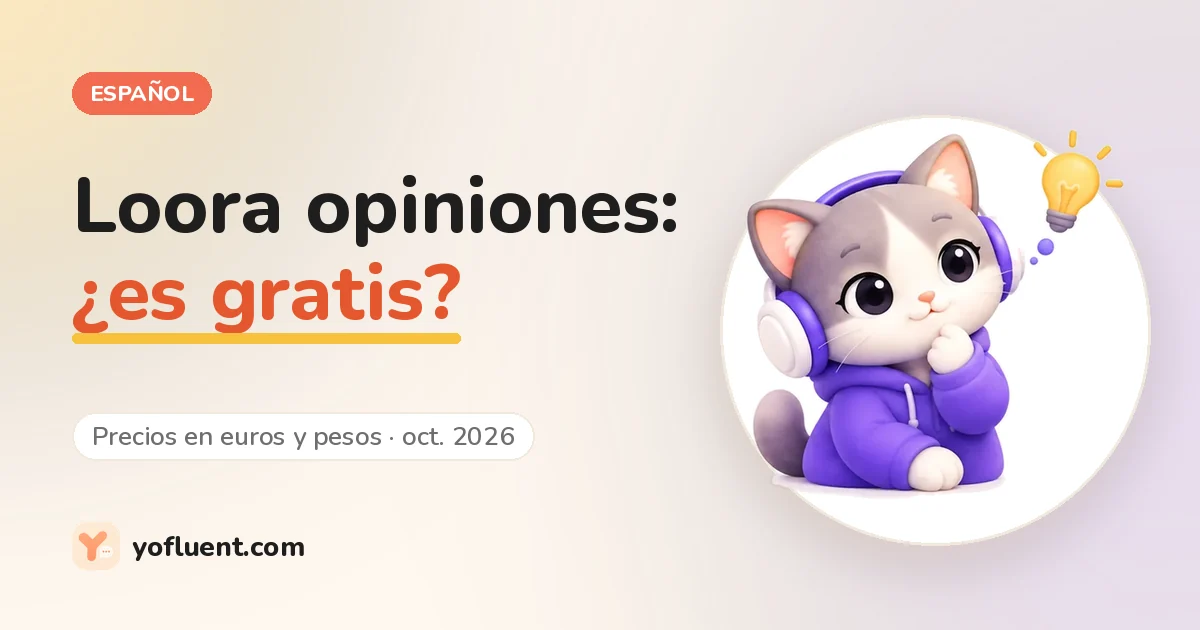 El gato de YoFluent piensa junto al título: Loora opiniones, ¿es gratis?